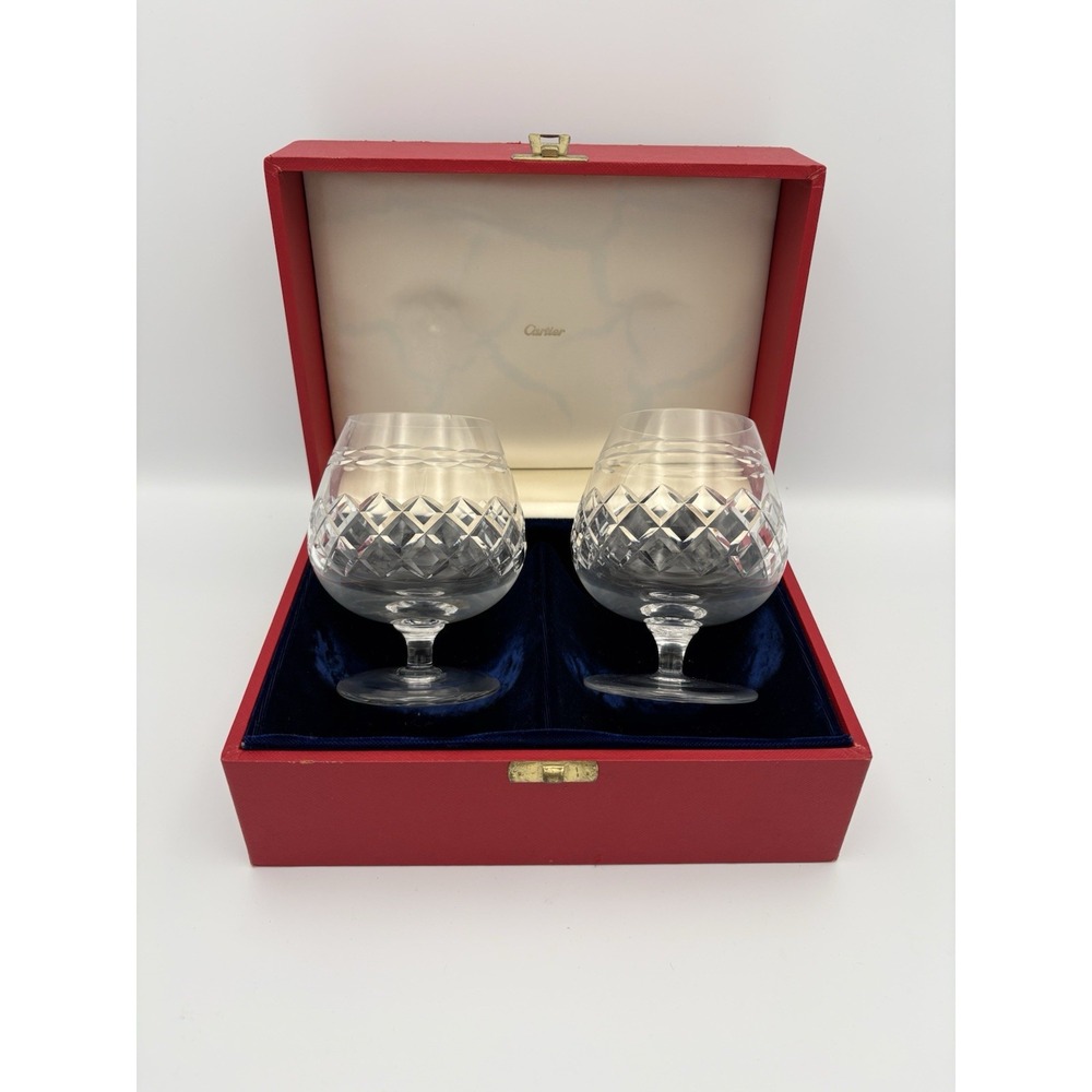 Tudor England Vintage Brandy Snifter Glasses in Cartier Presentation Box